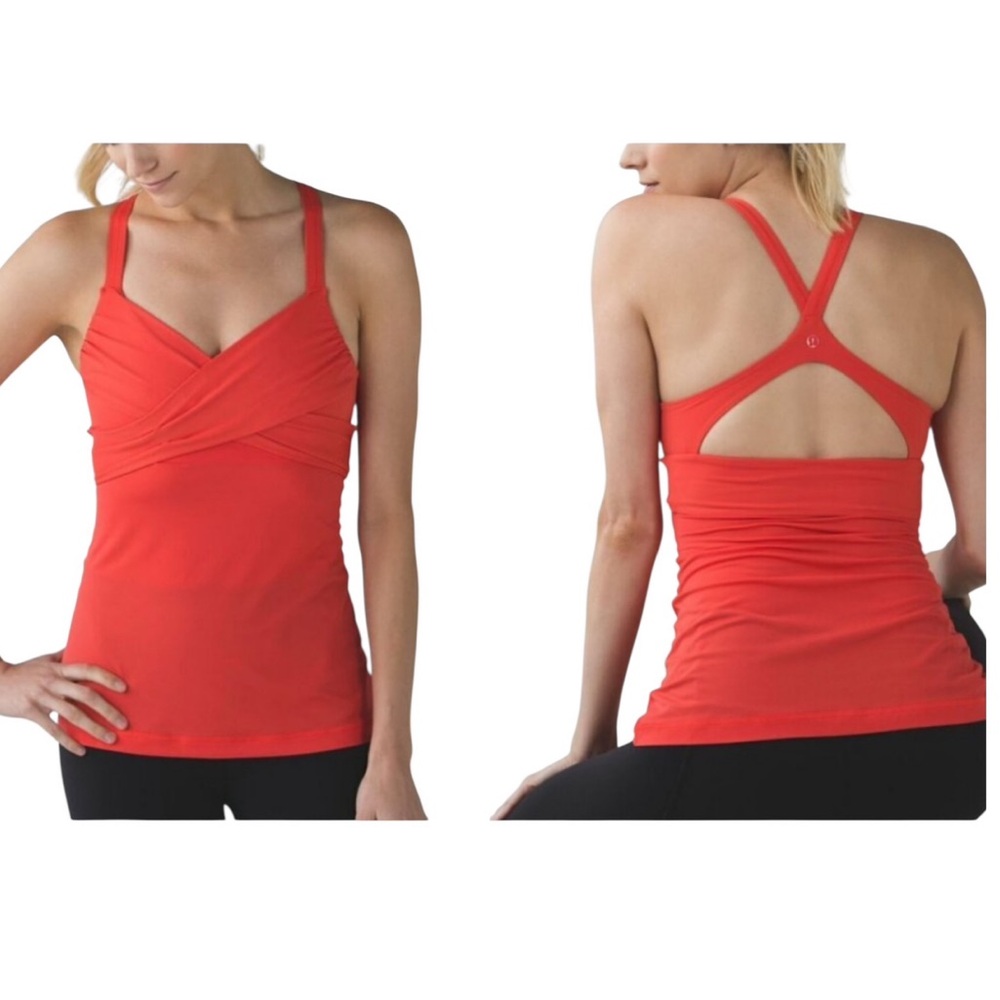 LULULEMON WRAP IT UP Vibrant ALARMING Orange TANK TOP 6